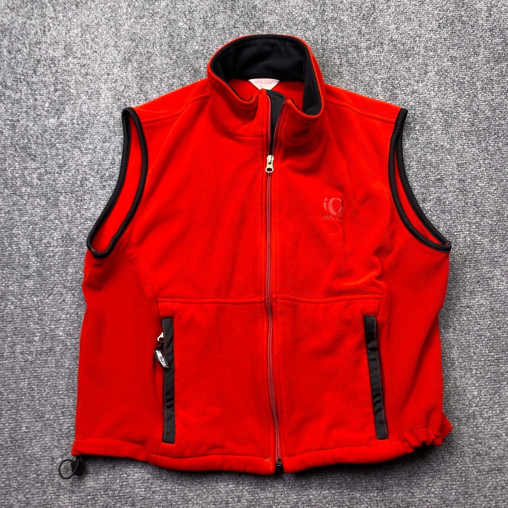 VTG‎ Pearl Izumi Mens Red Fleece Cycling Vest Full Zip USA Sz L/G Boho Preppy